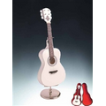 White Classic Steel String Guitar Miniature with Stand & Case 7"H